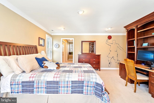 7951 Kelly Ann Ct, Fairfax Station, VA 22039 - bedroom with light carpet, ornamental molding, a desk, and baseboards