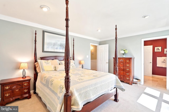 7951 Kelly Ann Ct, Fairfax Station, VA 22039 - bedroom with ornamental molding, light colored carpet, recessed lighting, and baseboards