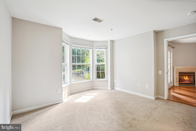 18707 Sparkling Water Dr Unit 3, Germantown, MD 20874 - unfurnished room featuring carpet floors, a fireplace, baseboards, and a smoke detector