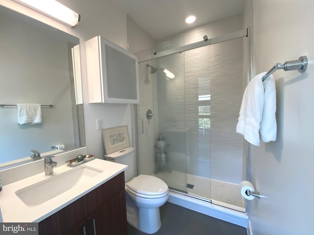 1111 Orren St NE Unit 300, Washington, DC 20002 - full bath with a shower stall, vanity, toilet, and recessed lighting