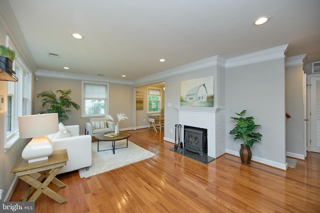 6823 Donahue Ct, Falls Church, VA 22042 - living room with light wood-style floors, recessed lighting, crown molding, and baseboards