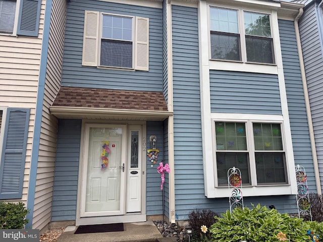 202 Douglas Ct, West Deptford, NJ 08066 - property entrance featuring a shingled roof