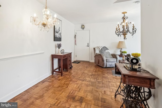 4402 1st Pl NE Unit 11, Washington, DC 20011 - living area with a chandelier and baseboards
