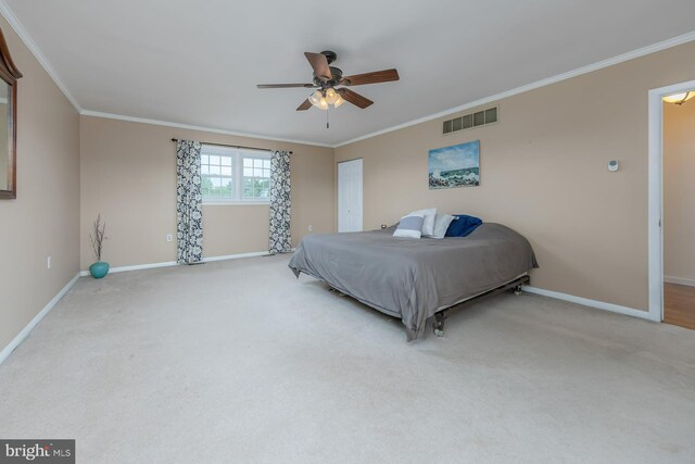 347 Paulsboro Rd, Woolwich Twp, NJ 08085 - bedroom with ornamental molding, carpet, and ceiling fan