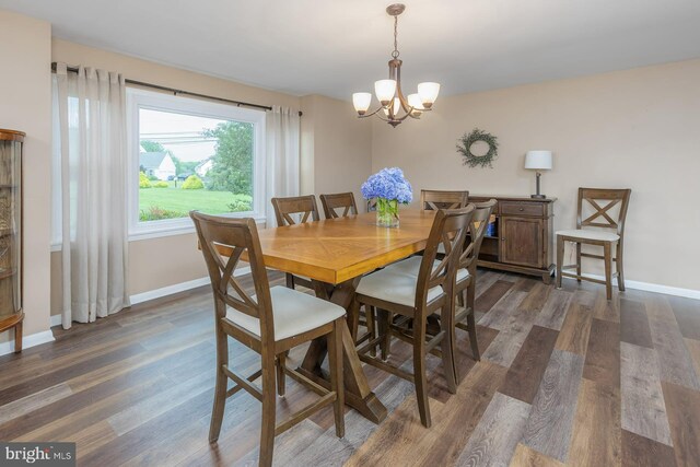 347 Paulsboro Rd, Woolwich Twp, NJ 08085 - dining space with a chandelier and dark wood-type flooring