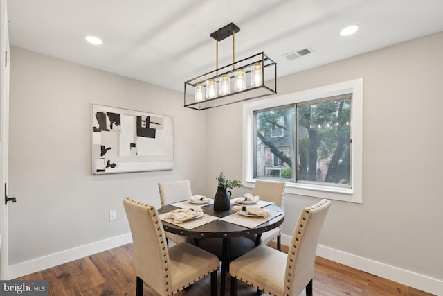 4536 Conwell Dr, Annandale, VA 22003 - dining room with baseboards, wood finished floors, recessed lighting, and a chandelier