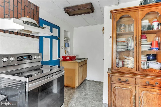 315 Mcginn Pl, New Castle, DE 19720 - kitchen featuring stainless steel electric range oven and under cabinet range hood