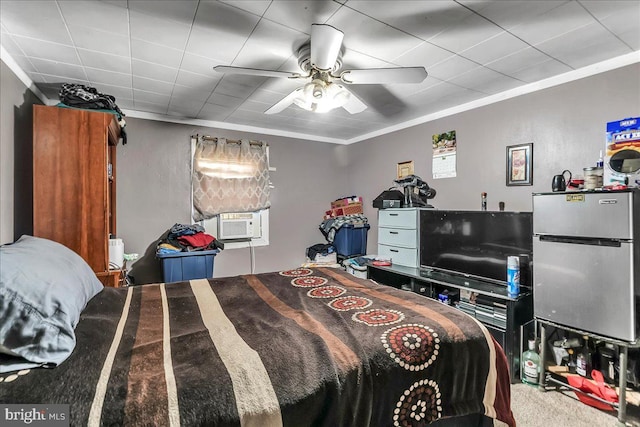 315 Mcginn Pl, New Castle, DE 19720 - bedroom with ornamental molding, a ceiling fan, and carpet floors