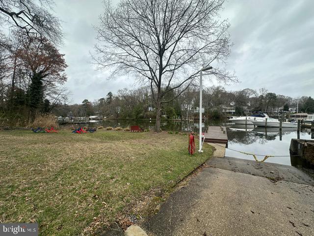 27 Kleis Rd, Severna Park, MD 21146 - view of yard with a boat ramp, a dock, and a water view