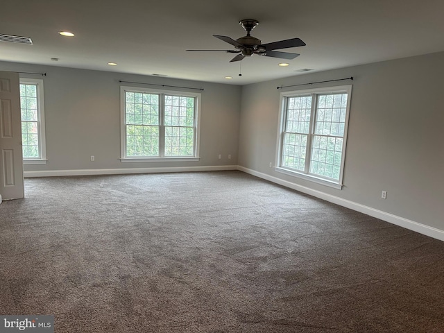 27 Kleis Rd, Severna Park, MD 21146 - unfurnished room featuring baseboards, ceiling fan, recessed lighting, and dark carpet