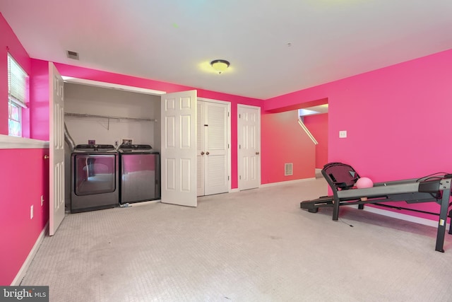 1713 Sea Pine Cir, Severn, MD 21144 - exercise area with washing machine and dryer, carpet flooring, and baseboards
