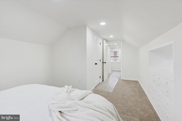 5507 Heatherwood Rd, Baltimore, MD 21227 - carpeted bedroom featuring lofted ceiling, baseboards, and recessed lighting