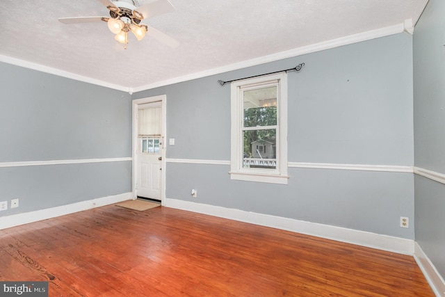 2312 Oak St, Fredericksburg, VA 22401 - spare room with crown molding, wood finished floors, ceiling fan, and a textured ceiling
