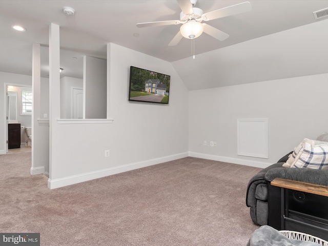 933 Winding Rd, Edgewater, MD 21037 - unfurnished room featuring carpet, baseboards, recessed lighting, a ceiling fan, and lofted ceiling
