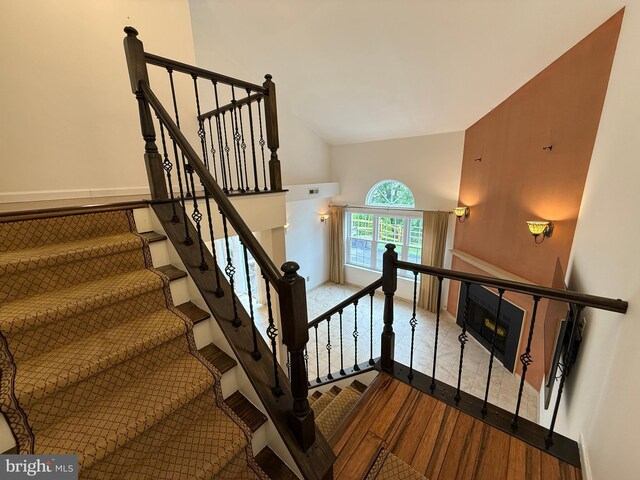 15 E Park Rd, Newtown, PA 18940 - stairs featuring wood finished floors and vaulted ceiling