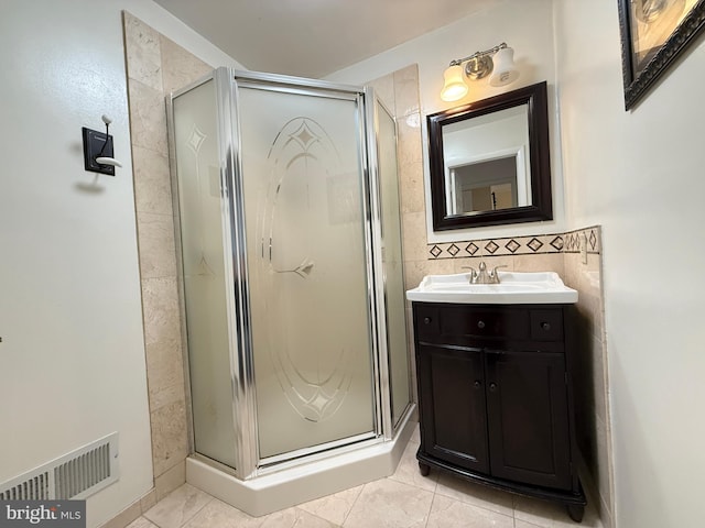 15 E Park Rd, Newtown, PA 18940 - full bath featuring a stall shower, vanity, and tile walls
