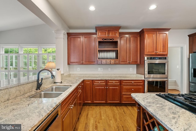 4729 Grand Masters Way, Woodbridge, VA 22192 - kitchen with appliances with stainless steel finishes, light stone countertops, light wood finished floors, and recessed lighting