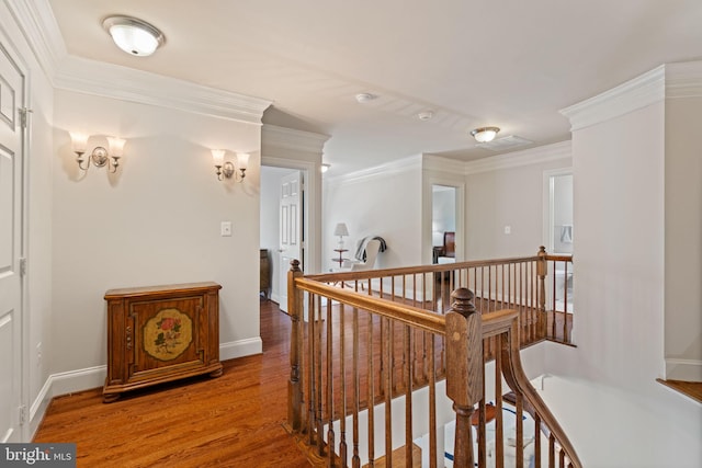 4729 Grand Masters Way, Woodbridge, VA 22192 - hallway featuring an upstairs landing, wood finished floors, and ornamental molding