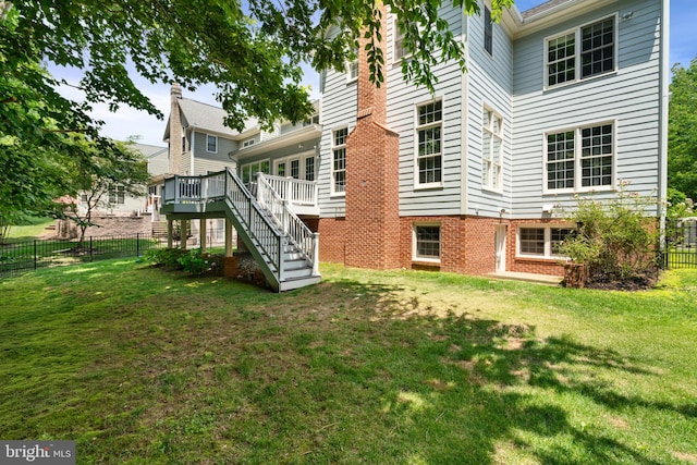 4729 Grand Masters Way, Woodbridge, VA 22192 - rear view of property with stairs, a deck, and brick siding