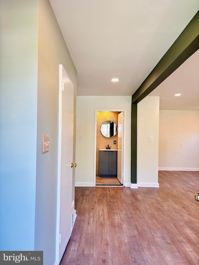 13015 Estelle Rd, Silver Spring, MD 20906 - corridor with wood finished floors, baseboards, and recessed lighting