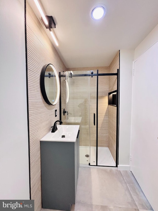 13015 Estelle Rd, Silver Spring, MD 20906 - full bath featuring vanity, a shower stall, and concrete flooring
