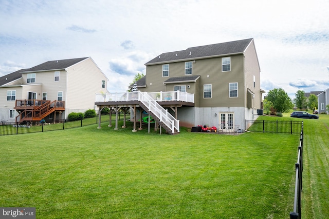 24 Furlong Rd, Douglassville, PA 19518 - rear view of house with french doors, a wooden deck, and stairs