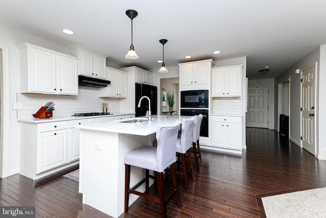 24 Furlong Rd, Douglassville, PA 19518 - kitchen with black appliances, a sink, dark wood-style floors, recessed lighting, and white cabinetry