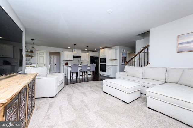 24 Furlong Rd, Douglassville, PA 19518 - living room featuring stairs, recessed lighting, and carpet floors