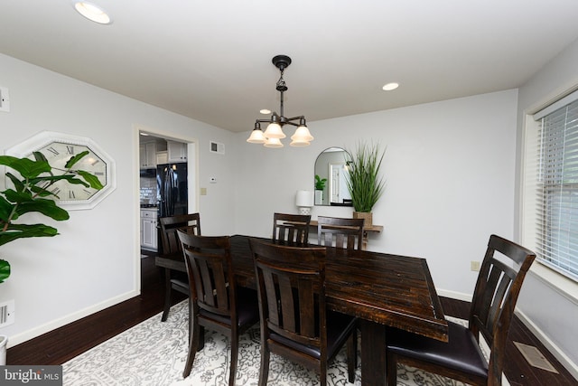 24 Furlong Rd, Douglassville, PA 19518 - dining space featuring wood finished floors, a chandelier, recessed lighting, and baseboards