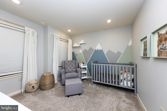 24 Furlong Rd, Douglassville, PA 19518 - carpeted bedroom featuring a closet, baseboards, recessed lighting, and a nursery area