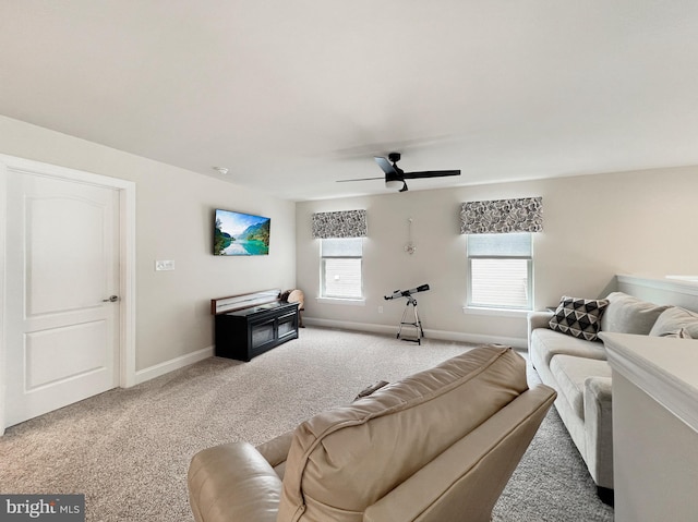 22543 Bradbury Way, Georgetown, DE 19947 - living room with carpet floors, baseboards, and a ceiling fan