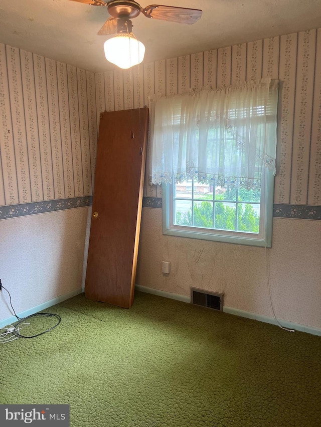 5933 Rawley Pike, Rockingham, VA 22801 - carpeted empty room with wallpapered walls, ceiling fan, and baseboards