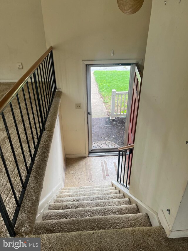 5933 Rawley Pike, Rockingham, VA 22801 - staircase featuring carpet floors and baseboards