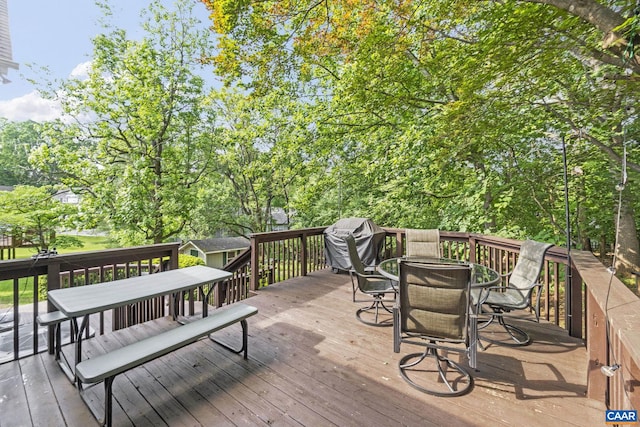 676 Victorian Ct, Charlottesville, VA 22901 - wooden deck with outdoor dining space and area for grilling
