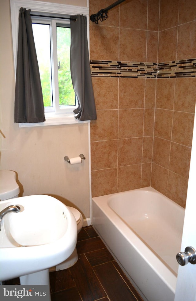 23 Foxglove St, Browns Mills, NJ 08015 - bathroom featuring toilet, shower / bathtub combination, and baseboards