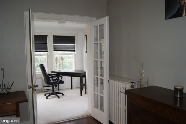 4305 Bradley Ln, Chevy Chase, MD 20815 - office with carpet, french doors, and radiator