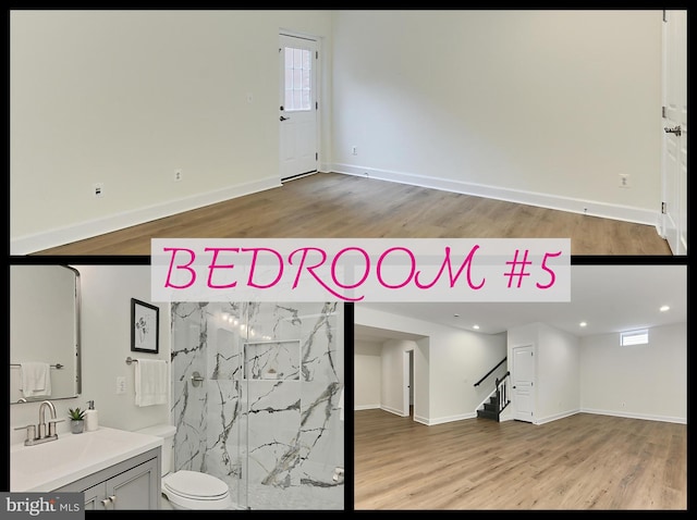23219 Christopher Thomas Ln, Brambleton, VA 20148 - interior space with light wood-type flooring, stairway, and recessed lighting