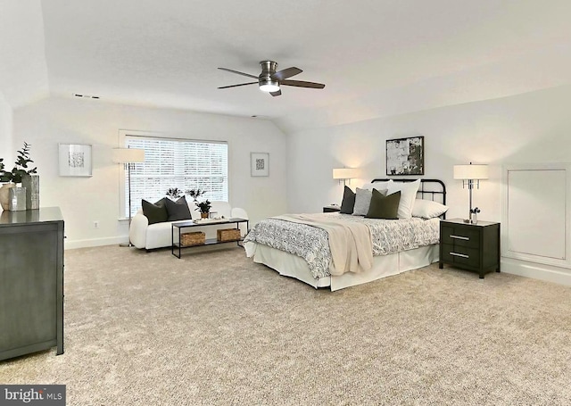 23219 Christopher Thomas Ln, Brambleton, VA 20148 - bedroom featuring lofted ceiling, light colored carpet, and a ceiling fan