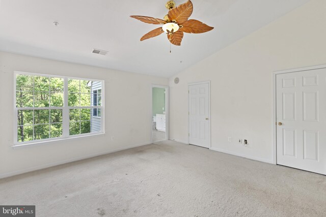 1562 Falling Brook Ct, Odenton, MD 21113 - unfurnished bedroom featuring carpet flooring, lofted ceiling, baseboards, ensuite bath, and ceiling fan
