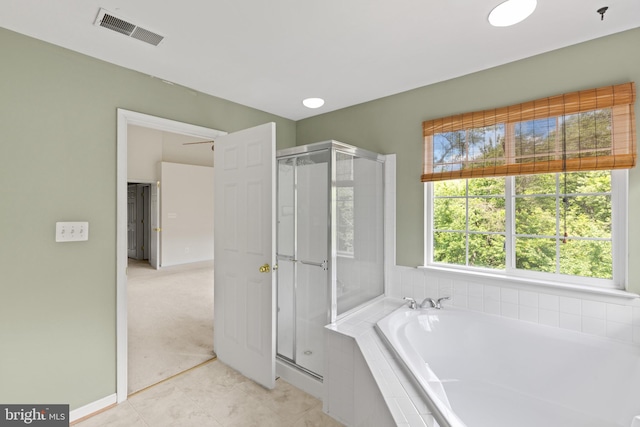 1562 Falling Brook Ct, Odenton, MD 21113 - bathroom with a bath, a shower stall, and tile patterned floors