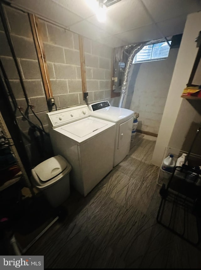11529 Fenchurch Ct, Germantown, MD 20876 - washroom featuring washing machine and clothes dryer and electric panel