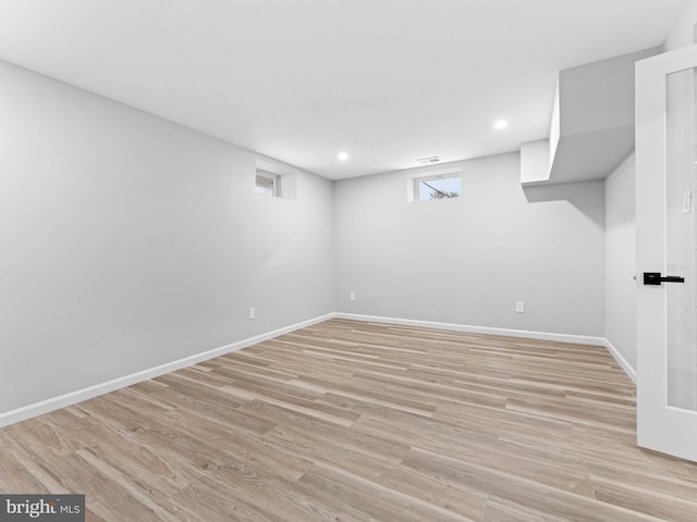 44 Wilson Dr, Sicklerville, NJ 08081 - basement featuring light wood-style floors, baseboards, and recessed lighting