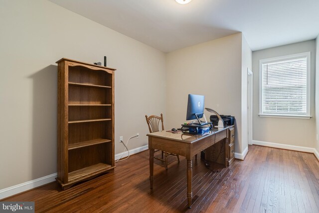 6422 Hard Bargain Cir, Indian Head, MD 20640 - office area featuring baseboards and dark wood-type flooring