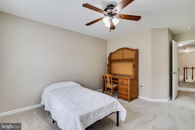 6422 Hard Bargain Cir, Indian Head, MD 20640 - bedroom with light carpet, baseboards, and ceiling fan