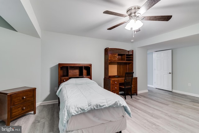 6422 Hard Bargain Cir, Indian Head, MD 20640 - bedroom with light wood finished floors, baseboards, and ceiling fan