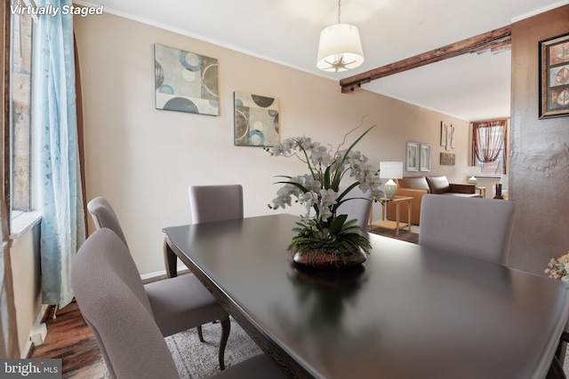 904 N Rosedale St, Baltimore, MD 21216 - dining area featuring wood finished floors, baseboards, and ornamental molding