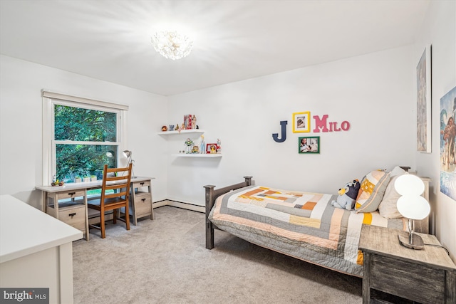 3117 Port Way, Annapolis, MD 21403 - bedroom with light colored carpet, an office area, and a chandelier