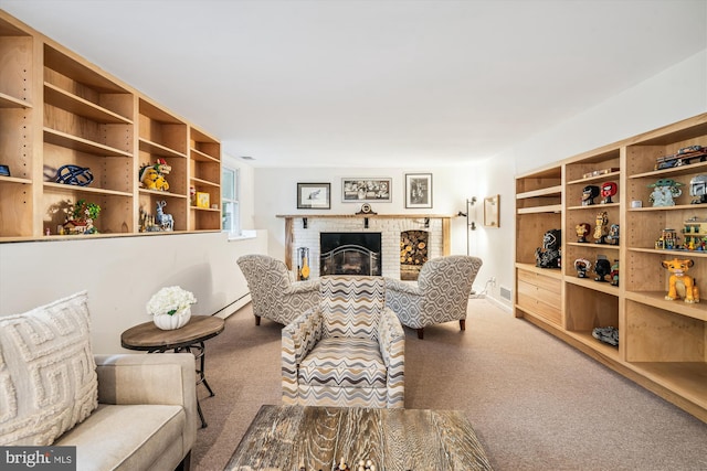 3117 Port Way, Annapolis, MD 21403 - sitting room featuring carpet floors, baseboard heating, and a fireplace
