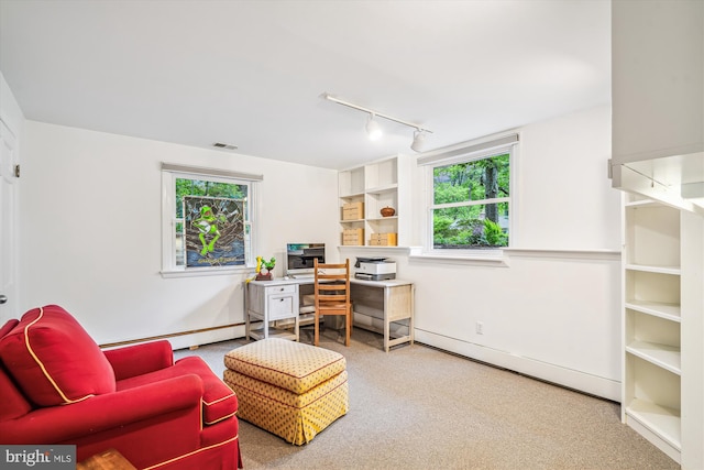 3117 Port Way, Annapolis, MD 21403 - home office featuring track lighting, healthy amount of natural light, carpet, and baseboards