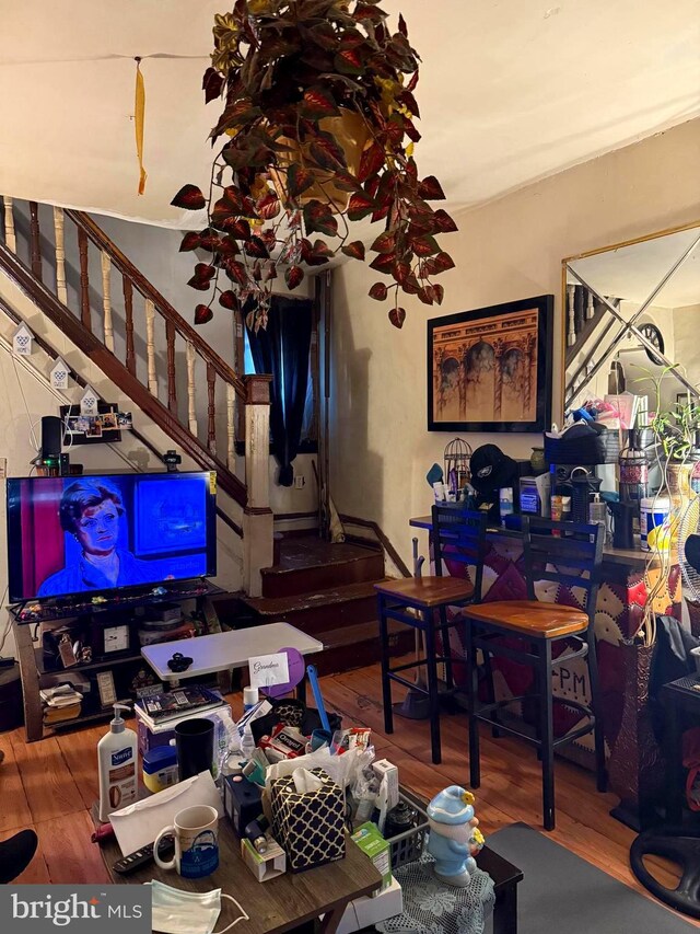 2122 W Toronto St, Philadelphia, PA 19132 - living area with stairs and wood finished floors